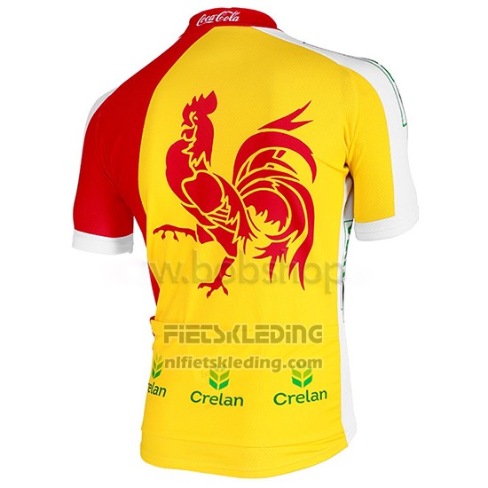 2013 Fietskleding Wallonie Bruxelles Geel en Rood Korte Mouwen en Koersbroek